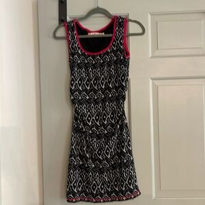 Chelsea & Violet Dress, Size XS, Black Multi, Pink Detailing